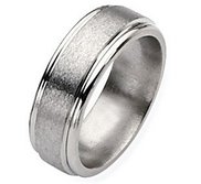 Titanium Grooved Edge 8mm Satin and Polished Wedding Band