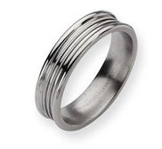 Titanium Grooved and Beaded 6mm Polished Wedding Band