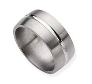 Titanium Grooved 10mm Satin and Polished Wedding Band