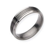 Titanium Grooved 6mm Brushed and Wedding Band