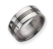 Titanium Grooved 9mm Polished Wedding Band