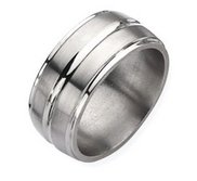 Titanium Grooved 10mm Polished Wedding Band