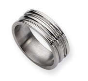 Titanium Grooved and Beaded 8mm Polished Wedding Band