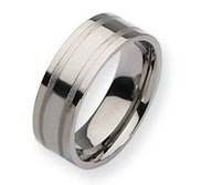 Titanium Grooved 8mm Brushed and Polished Wedding Band