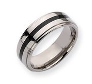 Titanium Enameled Ridged Edge 8mm Polished Wedding Band