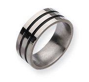 Titanium Enameled Grooved Flat 8mm Polished Wedding Band