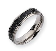 Titanium Black Enamel Braid Design 6mm Brushed Wedding Band