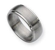 Titanium Ridged Edge 8mm Brushed and Polished Wedding Band