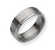 Titanium Ridged Edge 8mm Brushed and Polished Wedding Band