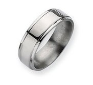 Titanium Ridged Edge 7mm Polished Wedding Band