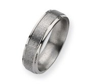 Titanium Ridged Edge 6mm Satin and Polished Wedding Band