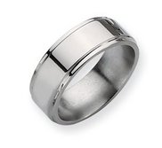 Titanium Ridged Edge 8mm Polished Wedding Band