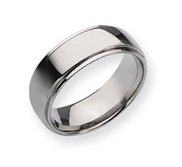 Titanium Polished Ridged Edge 8mm Wedding Band