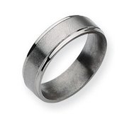 Titanium Ridged Edge 6mm Brushed and Polished Wedding Band