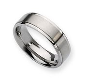 Titanium Ridged Edge 7mm Brushed and Polished Wedding Band