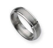 Titanium Ridged Edge 7mm Brushed and Polished Wedding Band