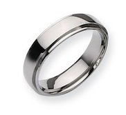 Titanium Polished Ridged Edge 6mm Wedding Band