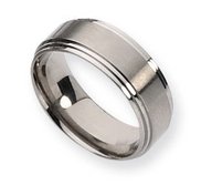 Titanium Ridged Edge 8mm Satin and Polished Wedding Band