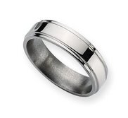 Titanium Ridged Edge 6mm Polished Wedding Band