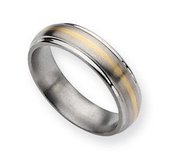 Titanium 14k Gold Inlay 6mm Brushed and Polished Wedding Band