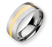 Titanium 14k Gold Inlay 8mm Polished Wedding Band