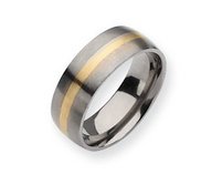 Titanium 14k Gold Inlay 8mm Brushed Wedding Band