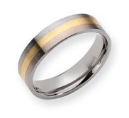 Titanium 14k Gold Inlay 6mm Satin Wedding Band