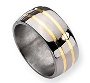 Titanium 14k Gold Inlay 10mm Polished Wedding Band