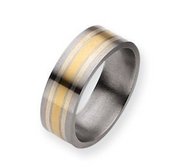 Titanium 14k Gold Inlay 8mm Polished Wedding Band