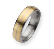 Titanium 14k Gold Inlay 6mm Brushed Wedding Band