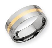 Titanium 14k Gold Inlay Flat 8mm Polished Wedding Band