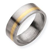 Titanium 14k Gold Inlay 8mm Satin Wedding Band