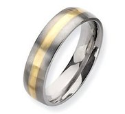 Titanium 14k Gold Inlay 6mm Brushed Wedding Band