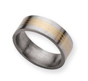 Titanium 14k Gold Inlay 8mm Satin Wedding Band