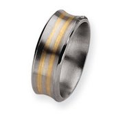 Titanium 14k Gold Inlay 8mm Satin Wedding Band