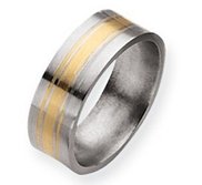 Titanium 14k Gold Inlay 8mm Satin Wedding Band