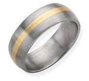 Titanium 14k Gold Inlay 6mm Brushed Wedding Band