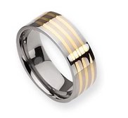 Titanium 14k Gold Inlay 8mm Polished Wedding Band