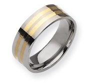 Titanium 14k Gold Inlay 8mm Polished Wedding Band