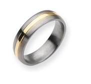 Titanium 14k Gold Inlay 6mm Brushed and Polished Wedding Band