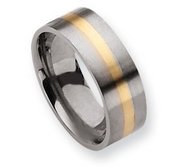 Titanium 14k Gold Inlay 8mm Satin Wedding Band