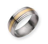 Titanium 14k Gold Inlay 8mm Brushed and Polished Wedding Band