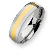 Titanium and 14k Inlay Polished 6mm Wedding Wedding Band