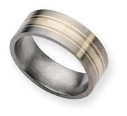 Titanium Sterling Silver Inlay 8mm Brushed Wedding Band