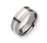 Titanium Sterling Silver Inlay 8mm Polished Wedding Band