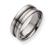 Titanium Sterling Silver Inlay 8mm Satin Wedding Band