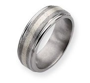 Titanium and Sterling Inlay Satin and Polished 8mm Wedding Band