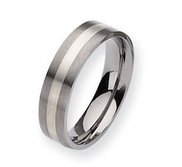 Titanium Sterling Silver Inlay 6mm Satin Wedding Band