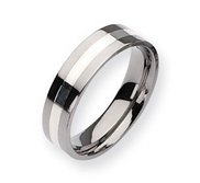 Titanium Sterling Silver Inlay 6mm Polished Wedding Band