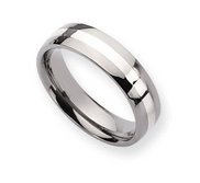 Titanium Sterling Silver Inlay 6mm Polished Round Wedding Band